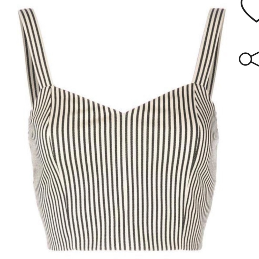 Alice + Olivia Striped Crop Top in Black and Cream